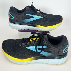 Brooks Ghost 16 Running Walking Athletic Shoes Black Blue Yellow - MENS 11